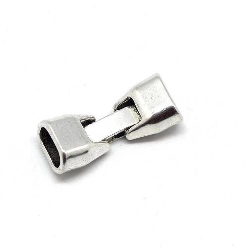 Fermoir clip pour cuir regaliz en métal argenté 9mm x 5mm
