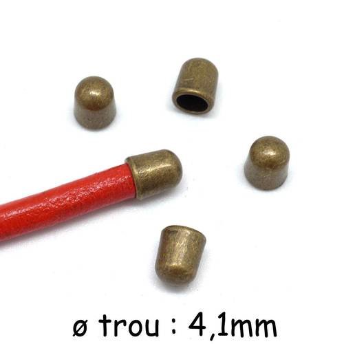 20 perles embout tube de finition pour cordon de 4mm en métal de couleur bronze