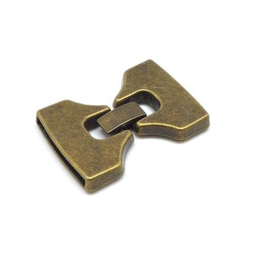 Fermoir bracelet clip manchette pour lanière cuir de 20mm en métal de couleur bronze