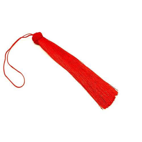 1 grand pompon de couleur rouge doux et brillant avec noeud chapeau 15cm
