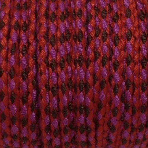 6m cordon polyester tressé 1,5mm multicolore rose fuchsia, violet, marron cordelette