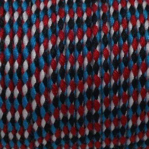 6m cordon polyester tressé 1,5mm noir, bleu, blanc et rouge cordelette tressé