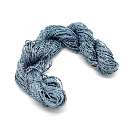 Echeveau de 29m fil nylon tressé bleu gris ardoise  0,8mm bracelet wrap, shamballa