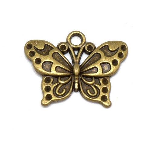 10 breloques bronze papillon en métal