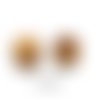 30 perles en bois ronde 14mm marron noisette rayé à gros trou