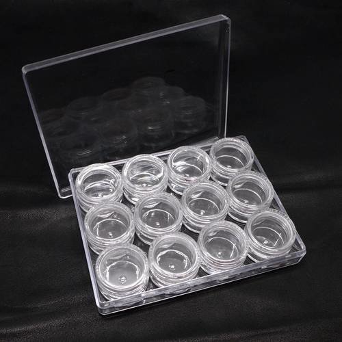 R-boite de rangement perles scrapbooking avec 12 boites rondes fermeture vis en plexiglas rigide
