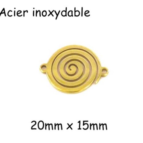 2 perles connecteur spirale en acier inoxydable doré