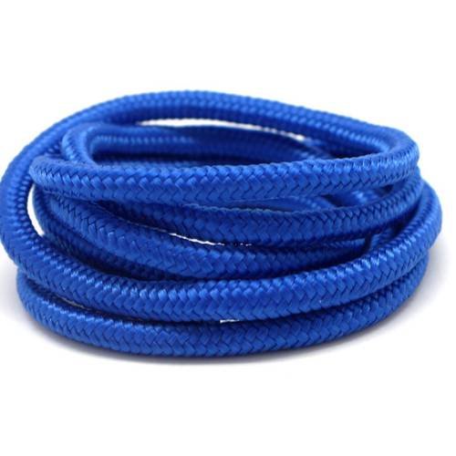 1m cordon tressé polyester 5mm souple brillant satiné bleu vif bleu roi cordelière, corde tressé 