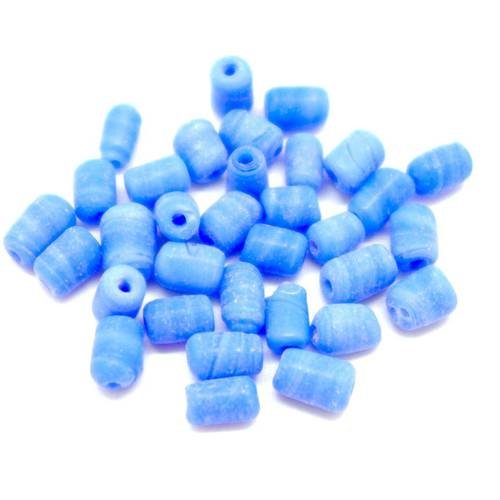 50 perles en verre tube cylindre bleu lavande pastel mat 7,3mm x 5,3mm 