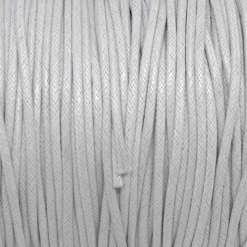 R-5m cordon coton ciré 2mm de couleur gris très clair blanc