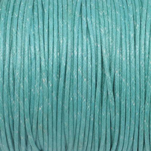 R-5m cordon coton ciré 2mm de couleur vert turquoise