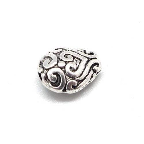 15 perles en métal argenté motif celtique ethnique forme goutte, poire