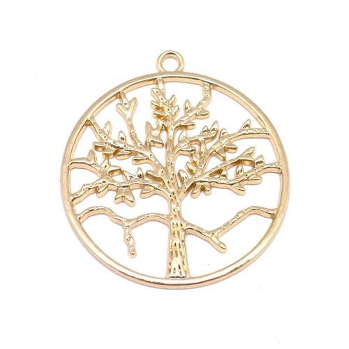 Grand pendentif arbre de vie en métal doré 6cm x 5,5cm