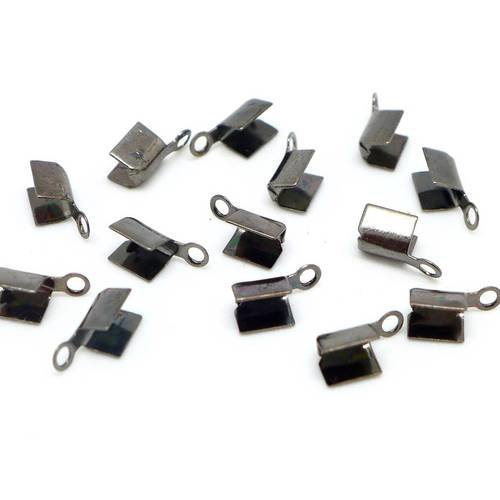 40 embouts serre fil en métal de couleur gunmétal argenté foncé gris foncé  3mm x 8mm pour cordon de 1mm 