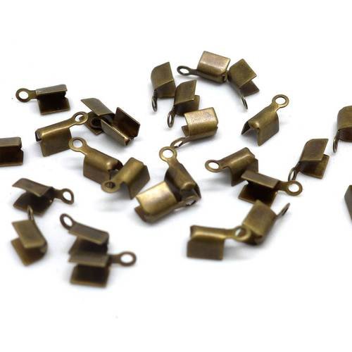 40 embouts serre fil en métal de couleur bronze 3mm x 8mm pour cordon de 1mm  1,5mm