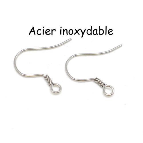 10 supports boucles d'oreilles crochet hameçons en acier inoxydable couleur argenté - 5 paires hameçons