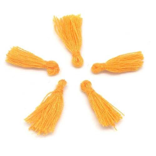 Lot de 5 mini pompons orange moutarde 1,5cm en polyester et coton 