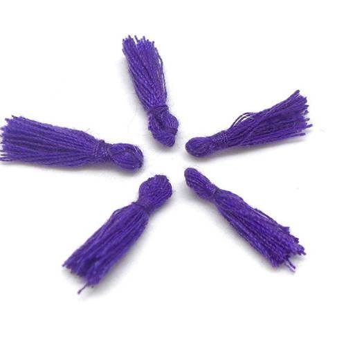 Lot de 5 mini pompons violet 1,5cm en polyester et coton 