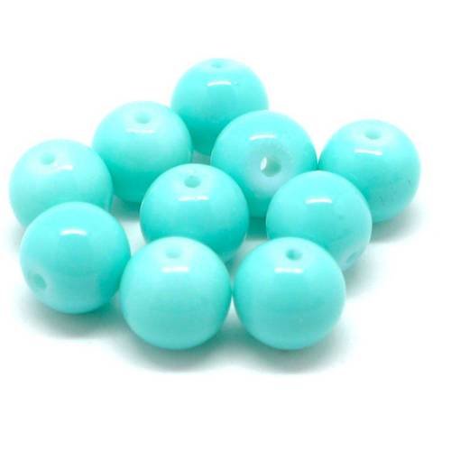 30 perles ronde 8mm en verre peint de couleur bleu mers du sud bleu pastel