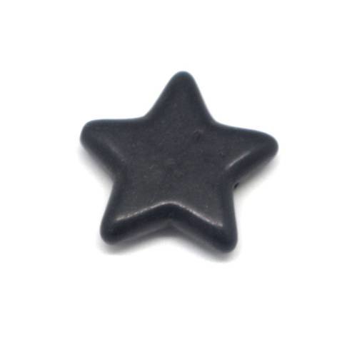 3 perles étoile 25mm en pierre synthétique imitation turquoise "howlite" noire 