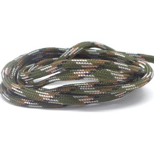 2m paracorde vert olive, blanc, marron et noir cordon nylon tressé  4,5mm x 2mm - 7 fils - corde nylon gainé 