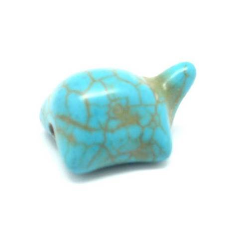 3 perles tortue imitation turquoise style "howlite" bleu turquoise 20mm x 15mm 