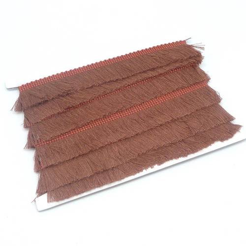 50cm de galon frange pour customisation ou réalisation de pompon marron feuille morte rosé en polyester et coton