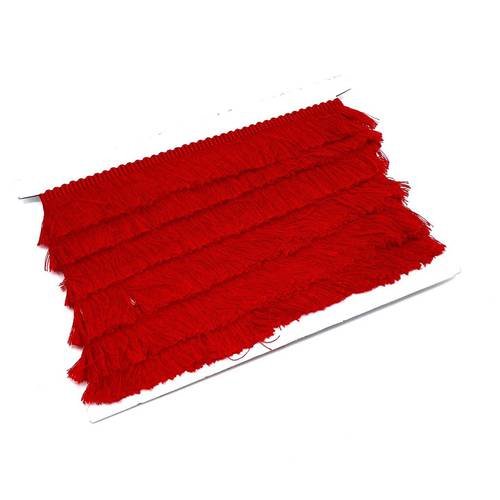50cm de galon frange pour customisation ou réalisation de pompon rouge en polyester et coton
