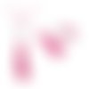 Kit collier sautoir tête de buffle rose fuchsia tête de taureau