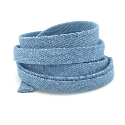 1m lanière 10mm en jeans bleu clair coton tissé pour bracelet , bandoulière de sac 