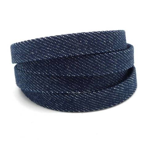 1m lanière 10mm en jeans uni brut foncé coton tissé pour bracelet , bandoulière de sac