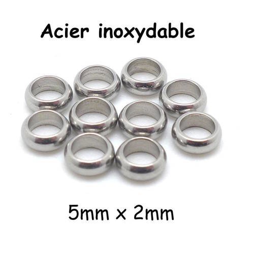 10 perles ronde fine rondelle en acier inoxydable couleur argenté 5mm x 2mm intercalaire