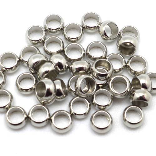 40 perles à écraser métal argenté 5mm