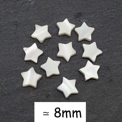 10 perles étoile en nacre 8mm de couleur ivoire nacré