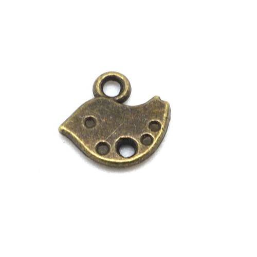 10 mini breloques connecteur petit oiseau canard en métal de couleur bronze 9,6mm