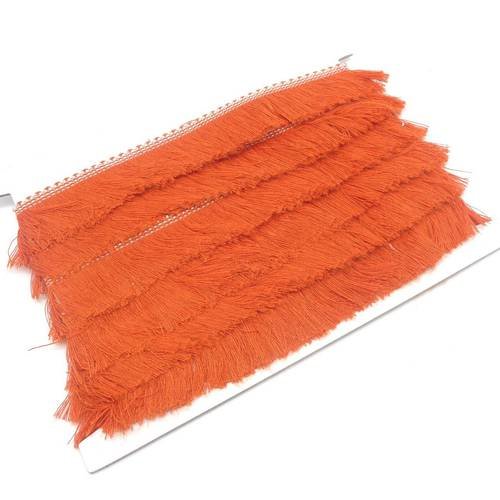 50cm de galon frange pour customisation ou réalisation de pompon orange brique en polyester et coton 