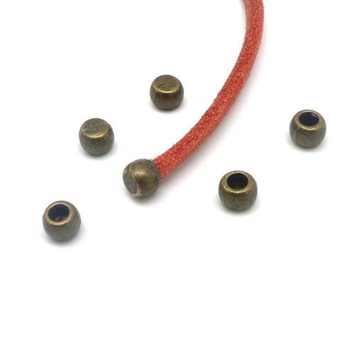 25 perles embout de finition pour cordon de 2,5mm-3mm en métal bronze 