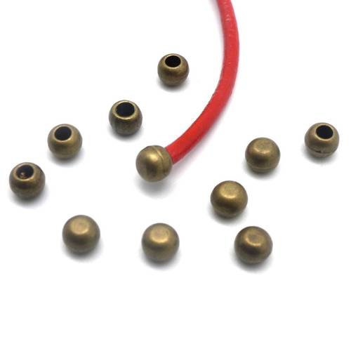 10 perles embout de finition pour cordon de 2mm - 2,5mm en métal couleur bronze 