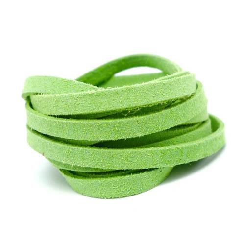 2m cordon plat daim synthétique suédine de couleur vert amande vert tilleul 5mm 