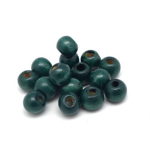 100 perles en bois peinte ronde 8mm de couleur vert
