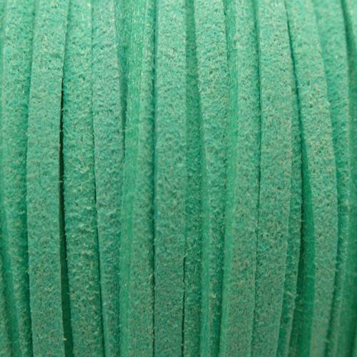 5m cordon plat daim synthétique suédine de couleur vert menthe à l'eau 2,5mm 