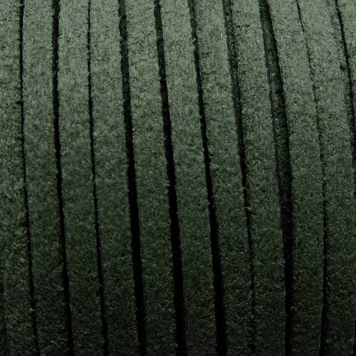 2m cordon plat daim synthétique de couleur vert kaki 2,5mm