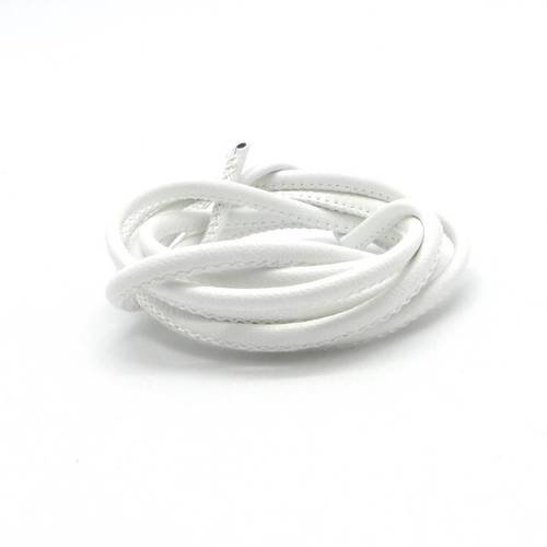 1m cordon simili cuir 3mm de couleur blanc avec couture - cuir synthétique esprit chic 
