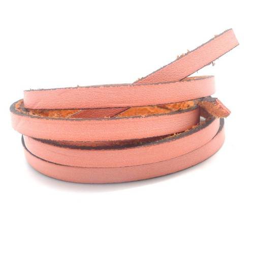 1m lanière cuir 5mm de couleur rose saumon légèrement texturé finition rustique 