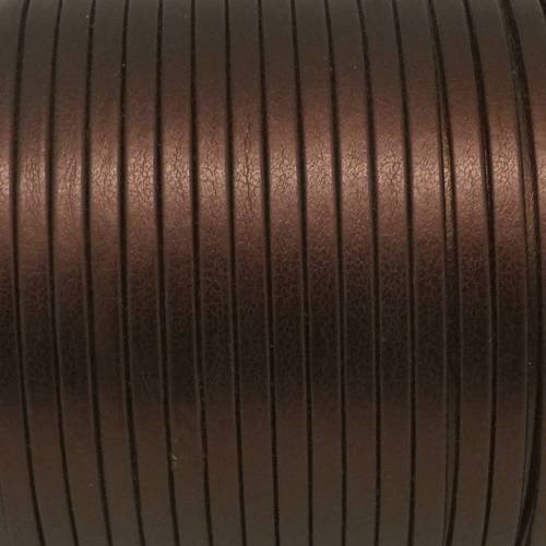 1m lanière simili cuir 3mm de couleur marron avec reflet effet nacré métallisé très belle qualité 