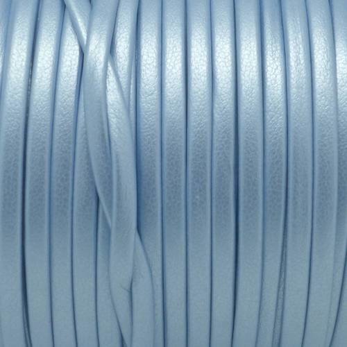 1m lanière simili cuir 3mm de couleur bleu pale bleu dragée effet nacré très belle qualité 