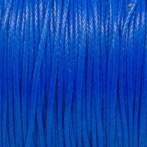 5m de cordon polyester enduit ciré 1mm souple bleu saphir, bleu électrique brillant