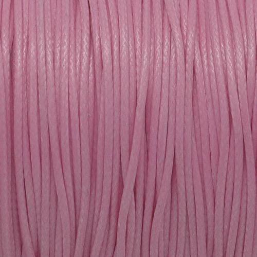 5m de cordon polyester enduit ciré 1mm souple rose barbe à papa brillant
