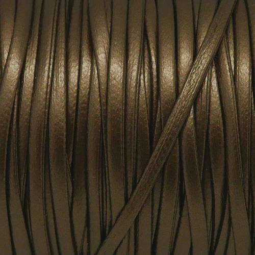 1m lanière cuir synthétique de couleur bronze vert 2,5mm aspect légèrement brillant idéal bracelet multirangs