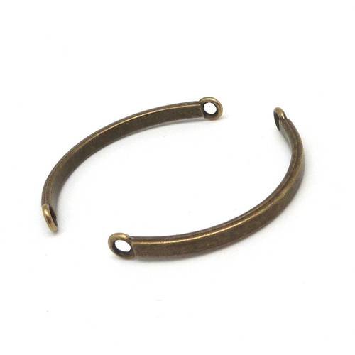 2 intercalaires, demi jonc 4cm très incurvé, connecteur en métal de couleur bronze, pour bracelet bangle